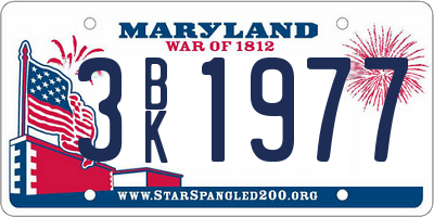 MD license plate 3BK1977