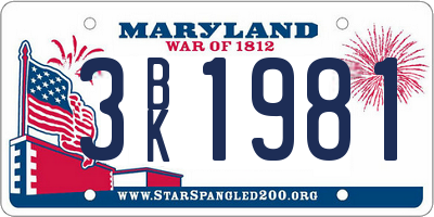 MD license plate 3BK1981