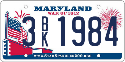 MD license plate 3BK1984