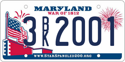 MD license plate 3BK2001