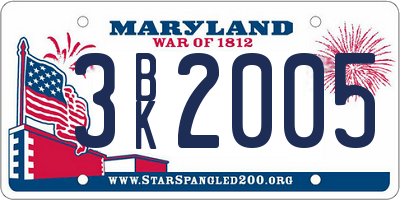 MD license plate 3BK2005