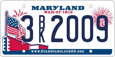 MD license plate 3BK2009