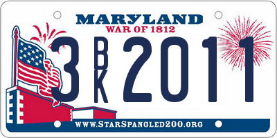 MD license plate 3BK2011
