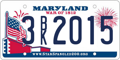 MD license plate 3BK2015