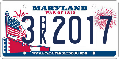 MD license plate 3BK2017