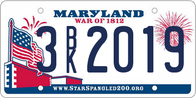 MD license plate 3BK2019