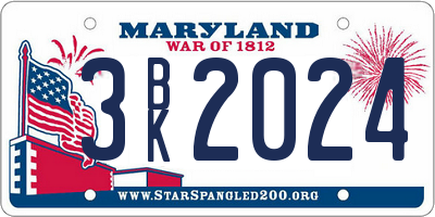 MD license plate 3BK2024