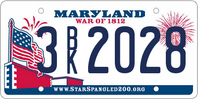 MD license plate 3BK2028