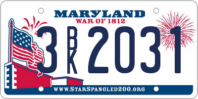 MD license plate 3BK2031