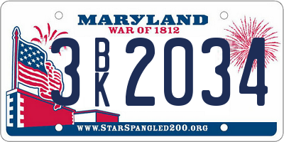 MD license plate 3BK2034