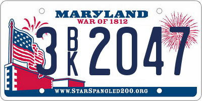 MD license plate 3BK2047