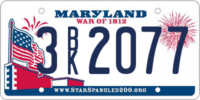 MD license plate 3BK2077