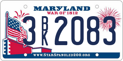 MD license plate 3BK2083