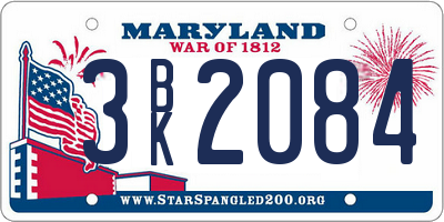 MD license plate 3BK2084