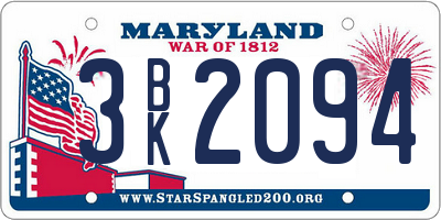 MD license plate 3BK2094