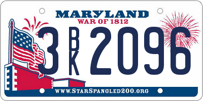MD license plate 3BK2096
