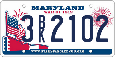 MD license plate 3BK2102