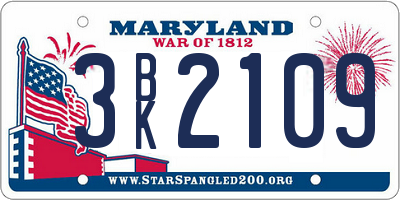 MD license plate 3BK2109