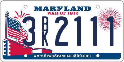 MD license plate 3BK2111