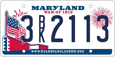 MD license plate 3BK2113