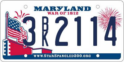 MD license plate 3BK2114