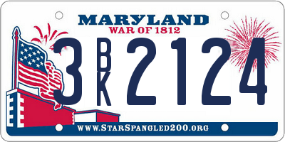 MD license plate 3BK2124
