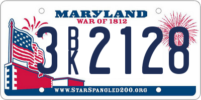 MD license plate 3BK2128