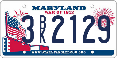 MD license plate 3BK2129