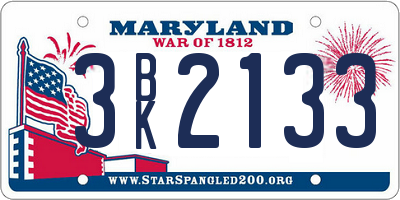 MD license plate 3BK2133