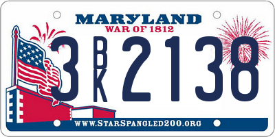 MD license plate 3BK2138