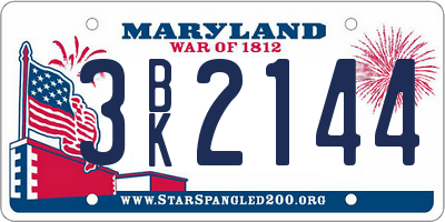 MD license plate 3BK2144