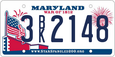 MD license plate 3BK2148