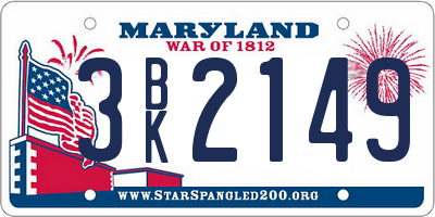 MD license plate 3BK2149