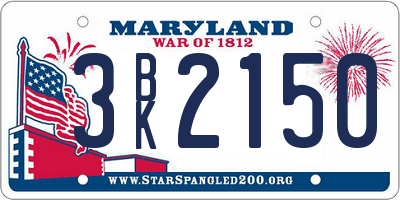 MD license plate 3BK2150