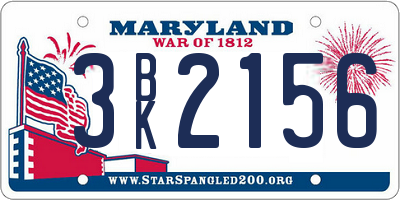MD license plate 3BK2156