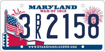 MD license plate 3BK2158