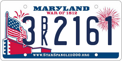 MD license plate 3BK2161