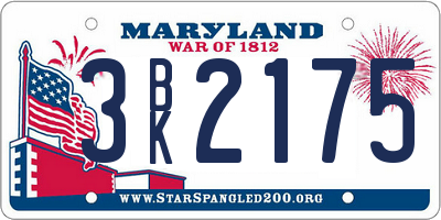 MD license plate 3BK2175