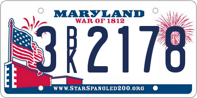 MD license plate 3BK2178