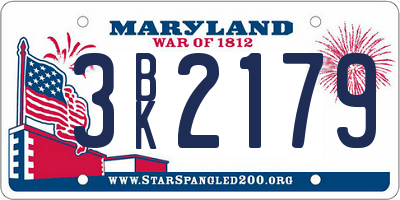 MD license plate 3BK2179