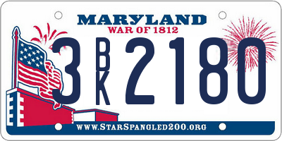 MD license plate 3BK2180