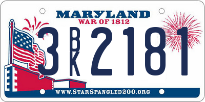 MD license plate 3BK2181