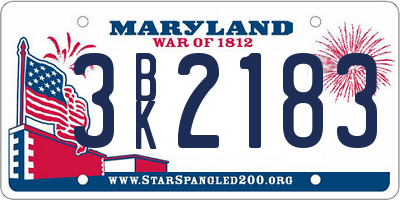 MD license plate 3BK2183