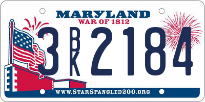 MD license plate 3BK2184