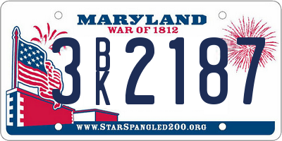 MD license plate 3BK2187