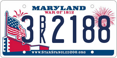 MD license plate 3BK2188