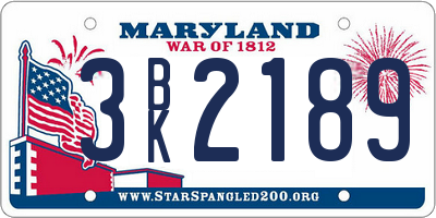 MD license plate 3BK2189