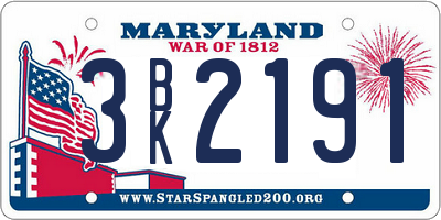 MD license plate 3BK2191