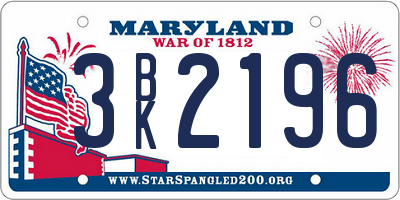 MD license plate 3BK2196