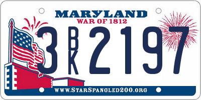 MD license plate 3BK2197